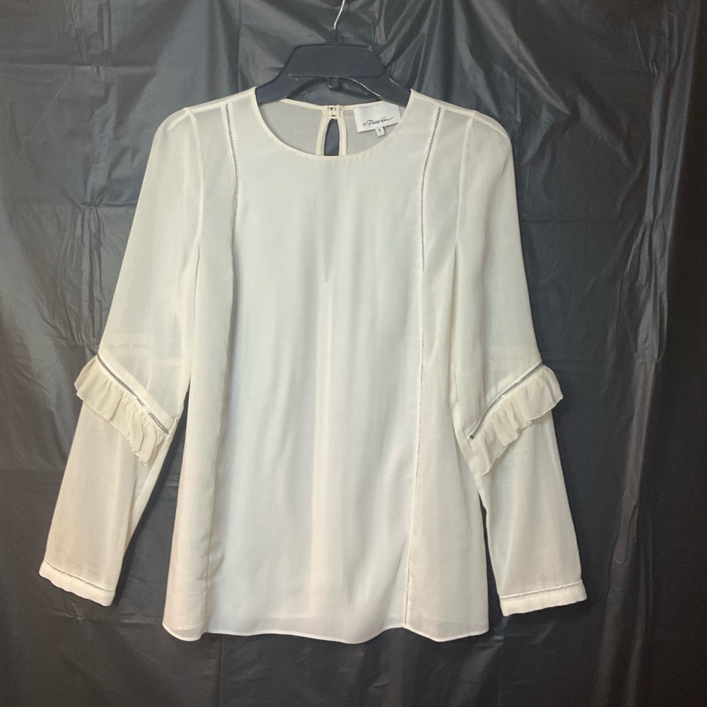 Phillip Lim 3.1 Cream Blouse with Zipper Sleeves